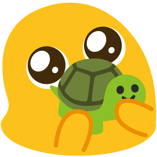 Blob emoji holding a turtle